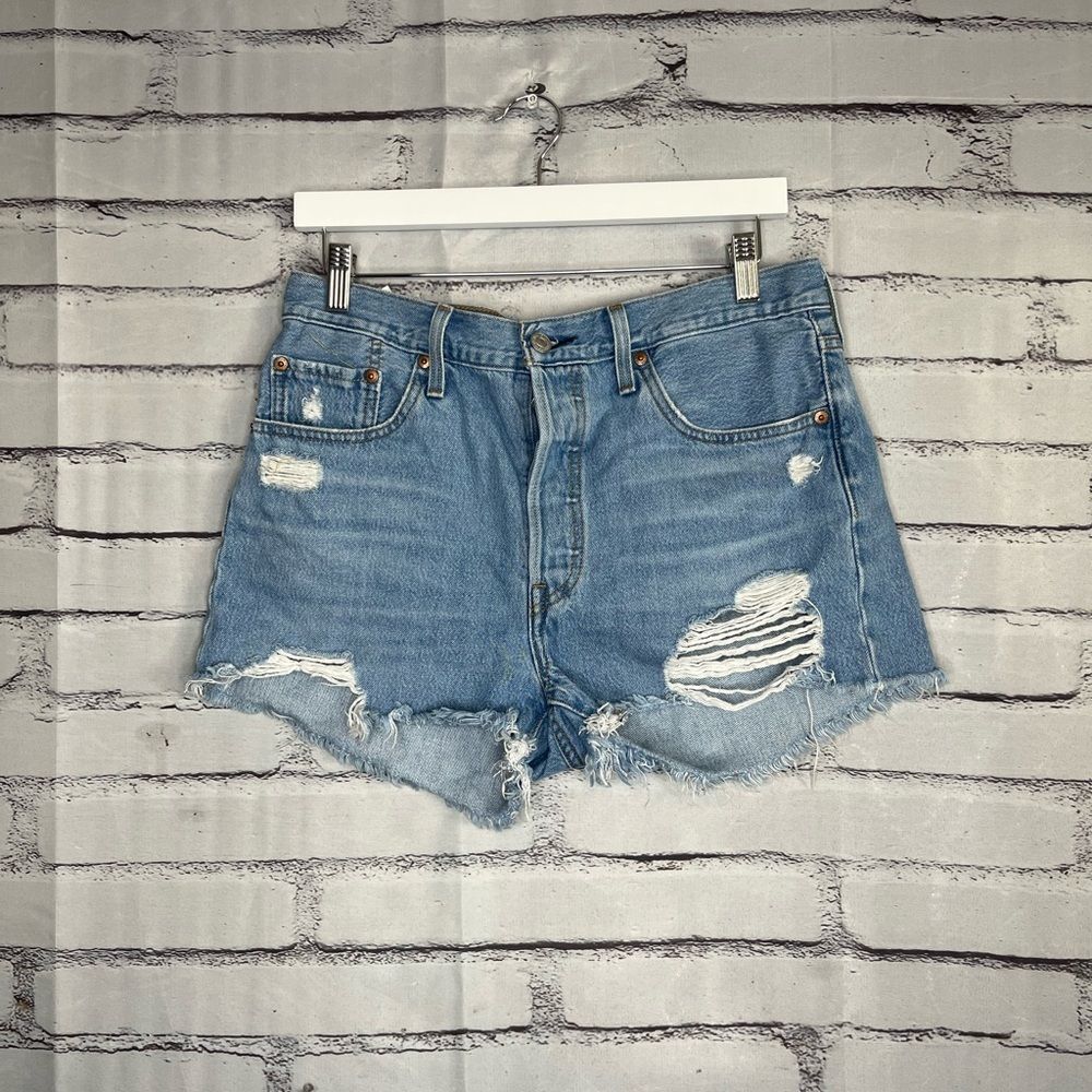 Levi’s 501 High-Waist Button-Fly Distressed Jean Shorts W29 90s Y2K Streetwear
